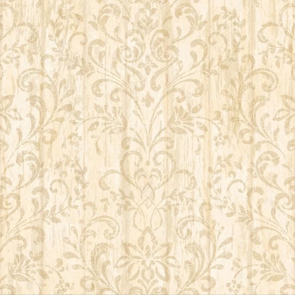 Wallpaper Reba Peach Country Faux Wood Damask